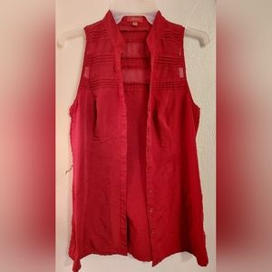 Guess Women's or Junior's Button Down Tank Top Blouse Size Medium Red